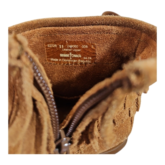 Minnetonka Brown Suede Fringed Booties Size 10 - Picture 8 of 8